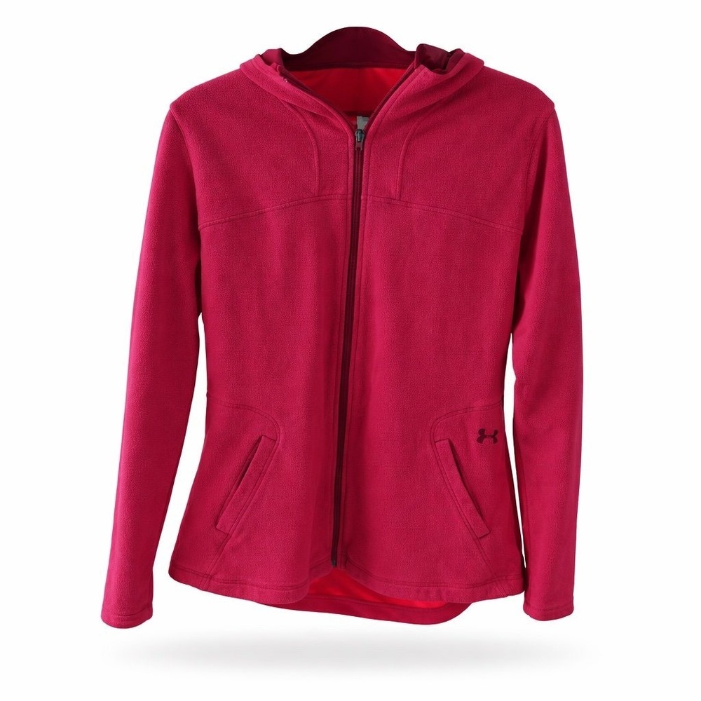 Under Armour Pink Fleece Full Zip Jacket XL Lightweight Athletic Outerwear